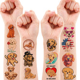 84 PCS Dog Temporary Tattoo Stickers Golden Retrieve Birthday Party Decorations Supplies Favors Decor Puppy Tattoo Stickers for Kids Gifts School Prize Rewards